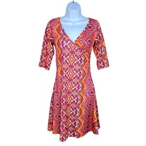 Prana Fuchsia Bali Nadia 3/4 Sleeve Veeda Athleisure Dress Size XS